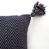 Hand-Woven Blue Boho Moroccan Decorative Throw Pillow - 17" x 17.5"